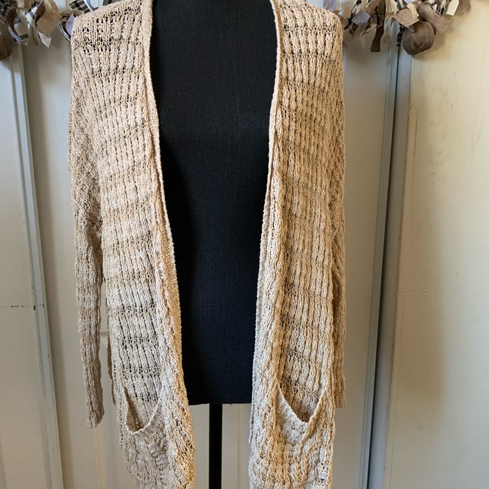 Free people open knit crochet cardi